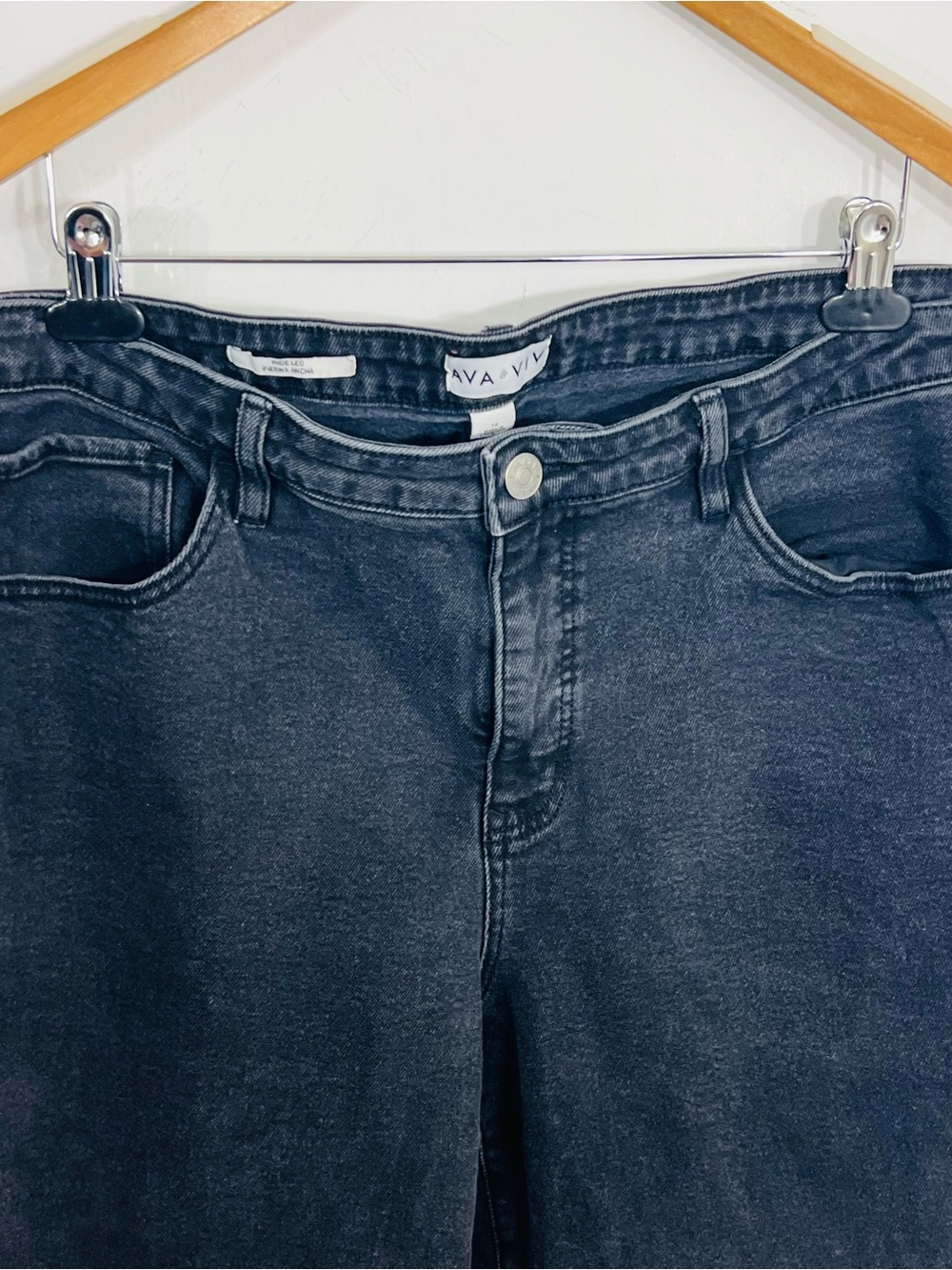 Ava & Viv Wide Leg Black Classic 5 Pocket Jeans High Rise Streetwear Size 18 - Picture 4 of 9